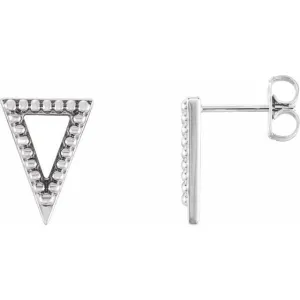 Sterling Silver Beaded Triangle Earrings