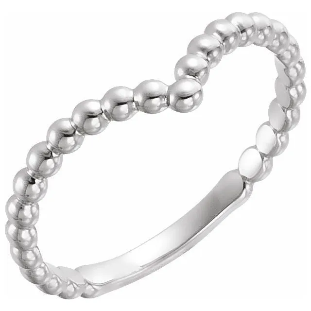 Sterling Silver Beaded V Ring