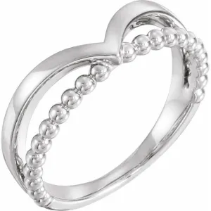 Sterling Silver Negative Space Beaded V Ring