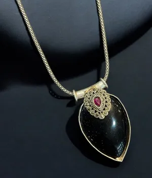 The Black Onyx Silver Marcasite Necklace