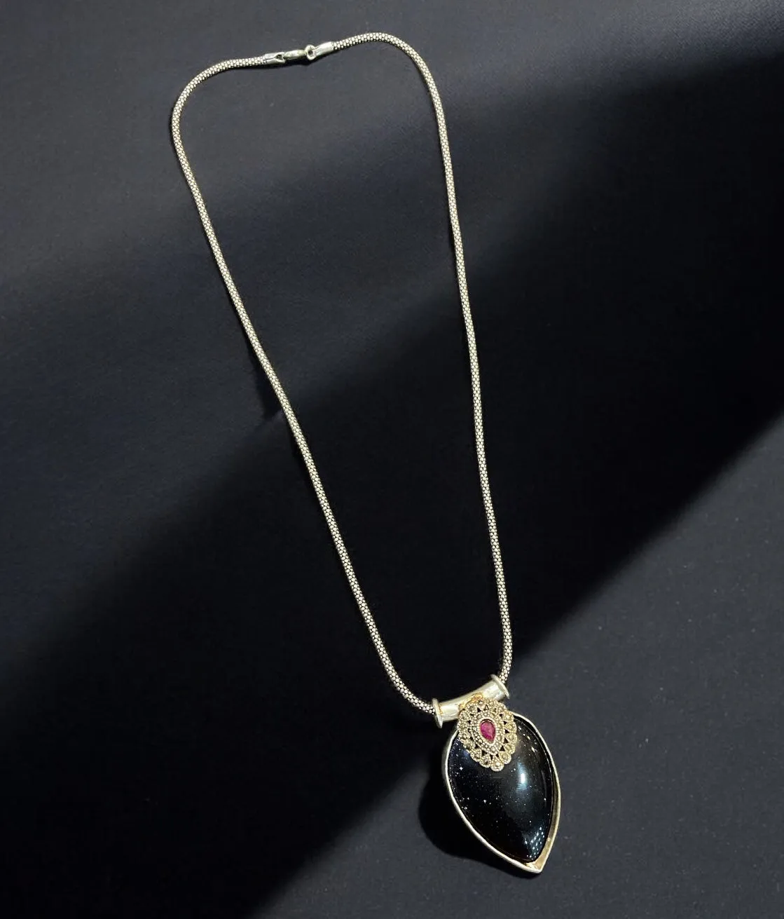The Black Onyx Silver Marcasite Necklace