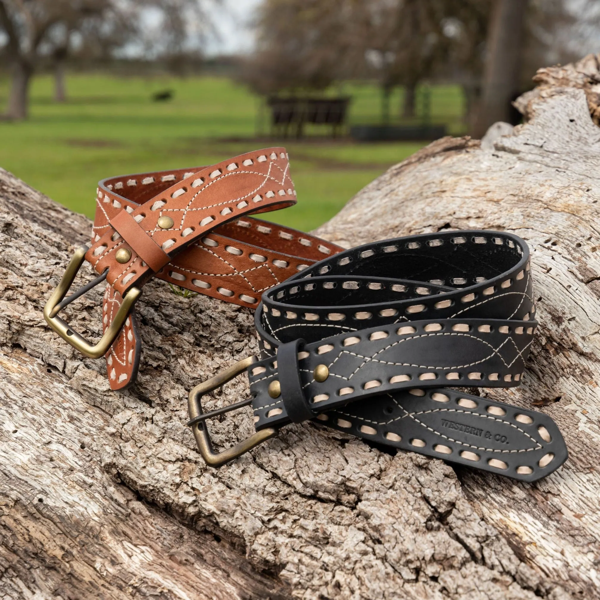 The Classic Buckstitch Belt - Black