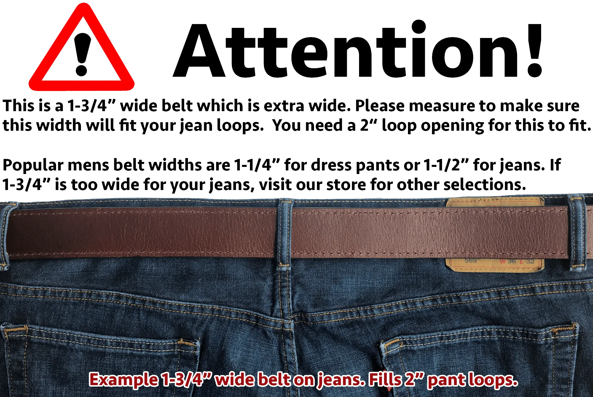 The Eastwood: Men's Brown Stitched Leather Belt Max Thick 1.75" Extra Wide