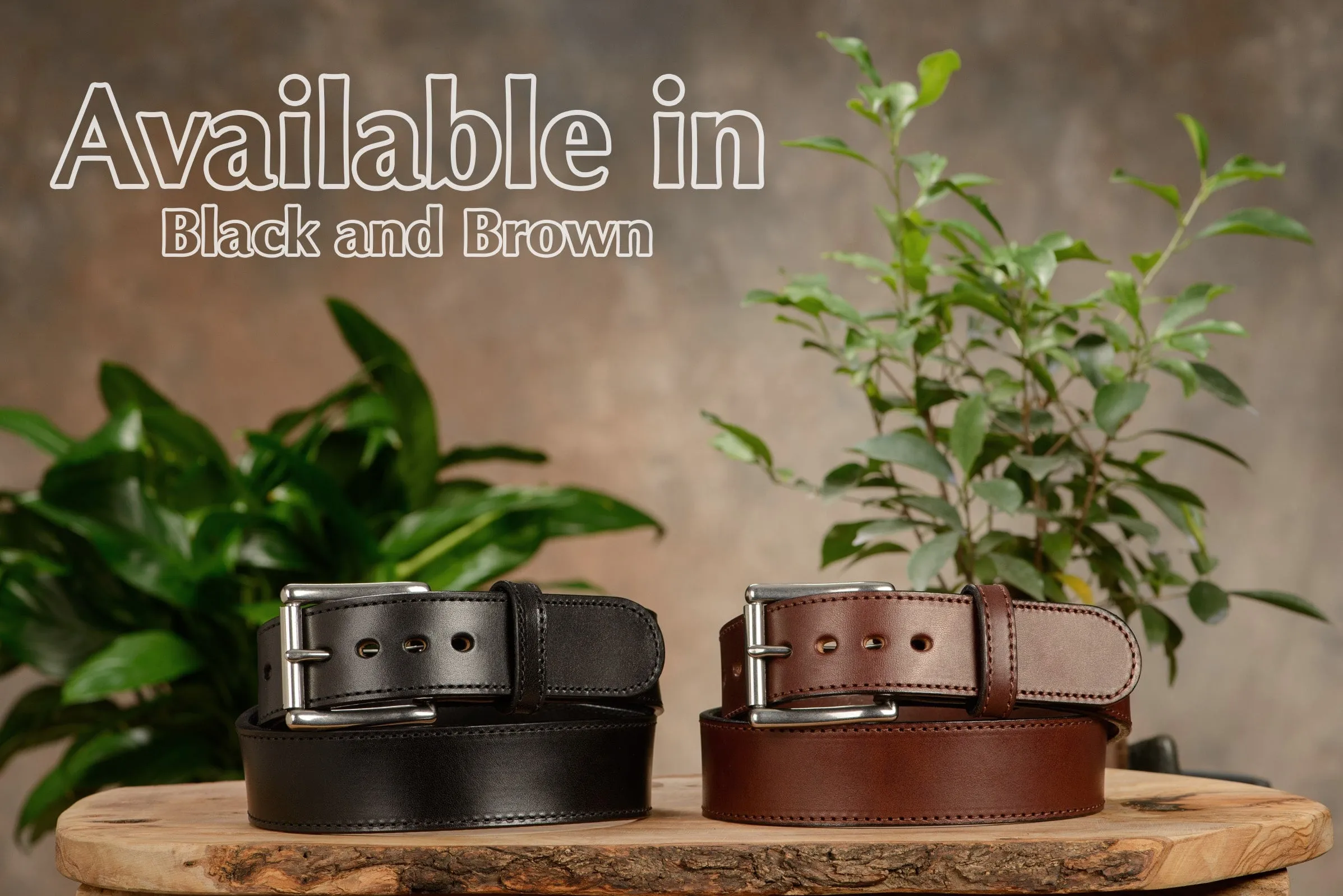 The Eastwood: Men's Brown Stitched Leather Belt Max Thick 1.75" Extra Wide