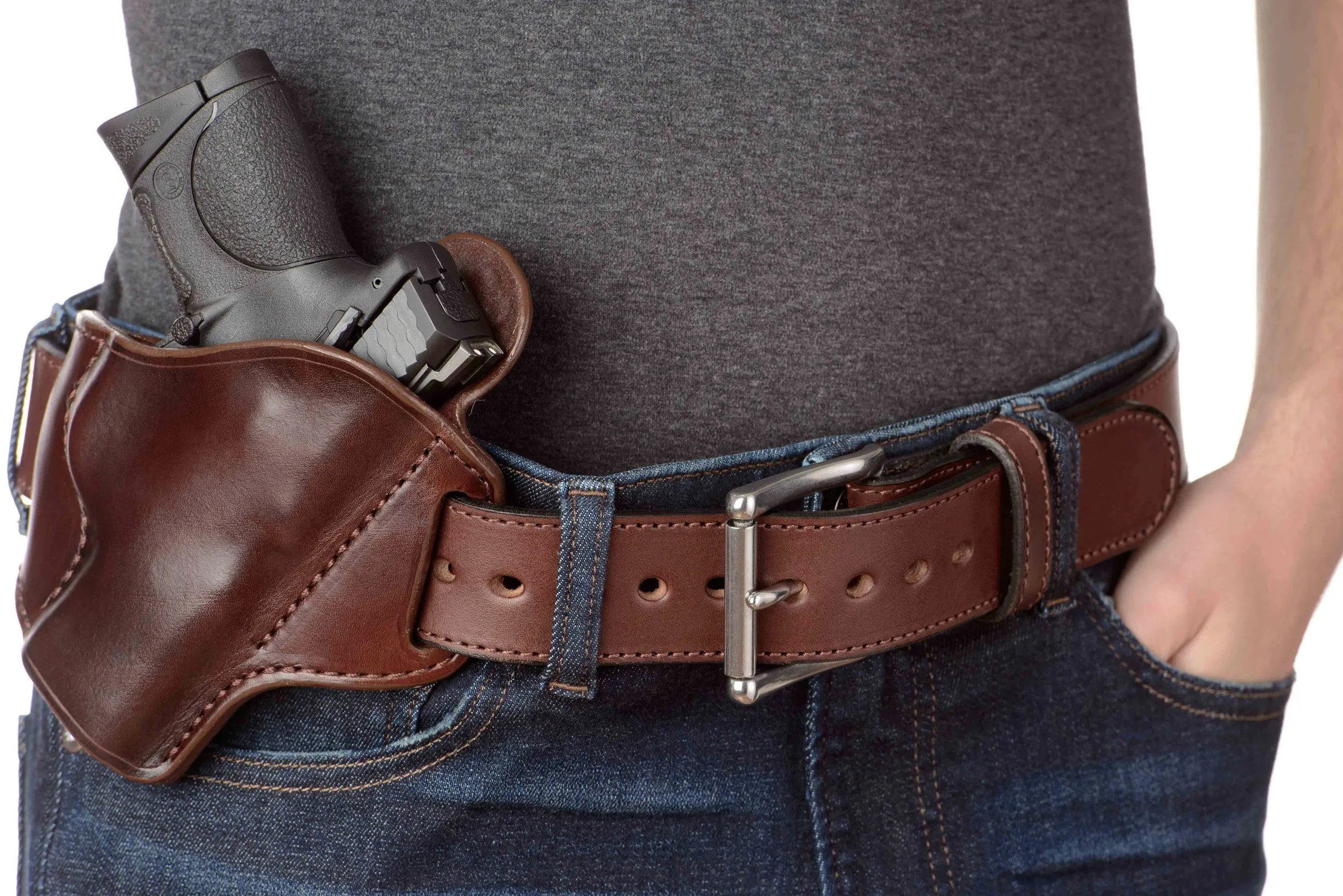 The Eastwood: Men's Brown Stitched Leather Belt Max Thick 1.75" Extra Wide