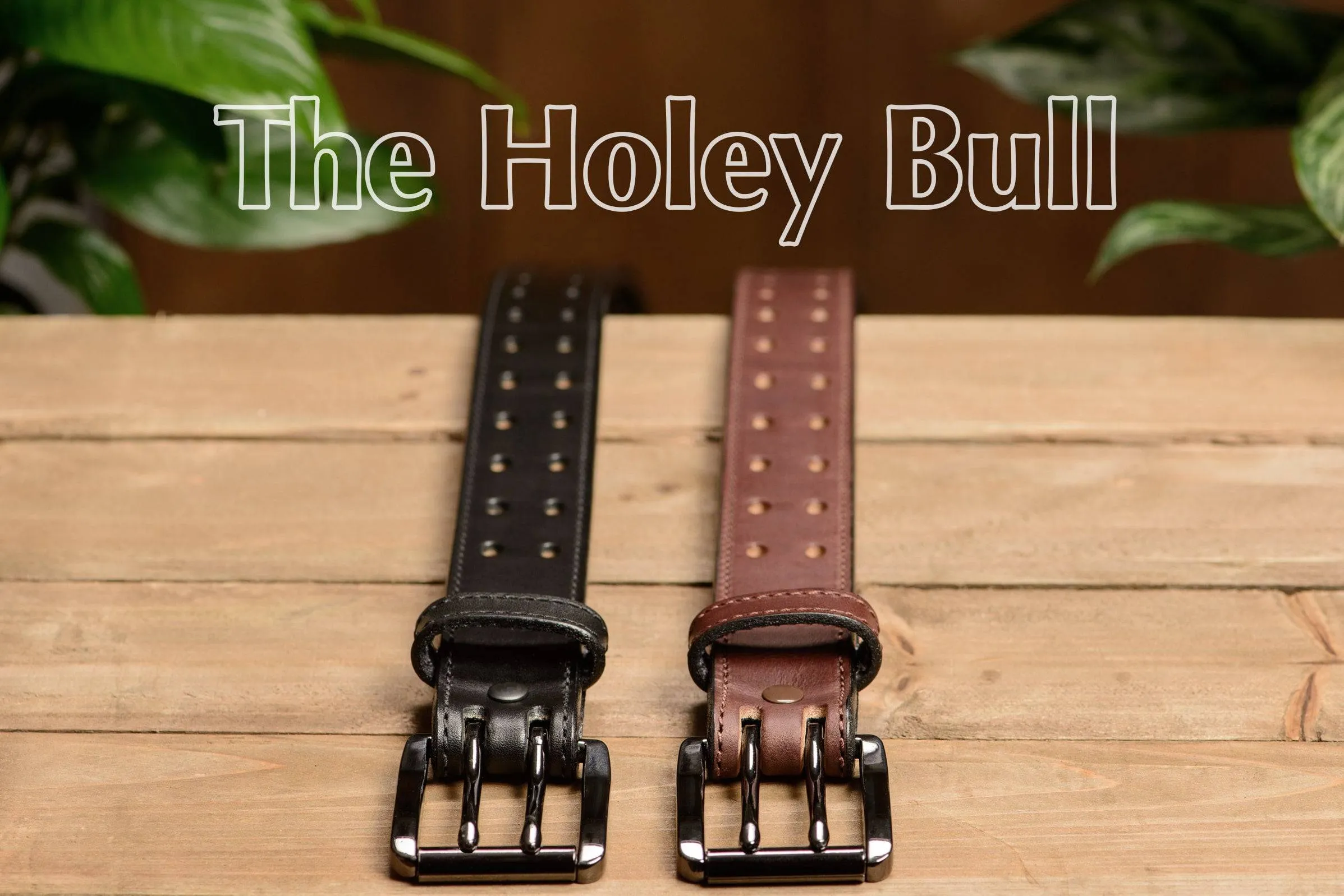 The Holey Bull: Black Stitched Double Prong Max Thick 1.50"