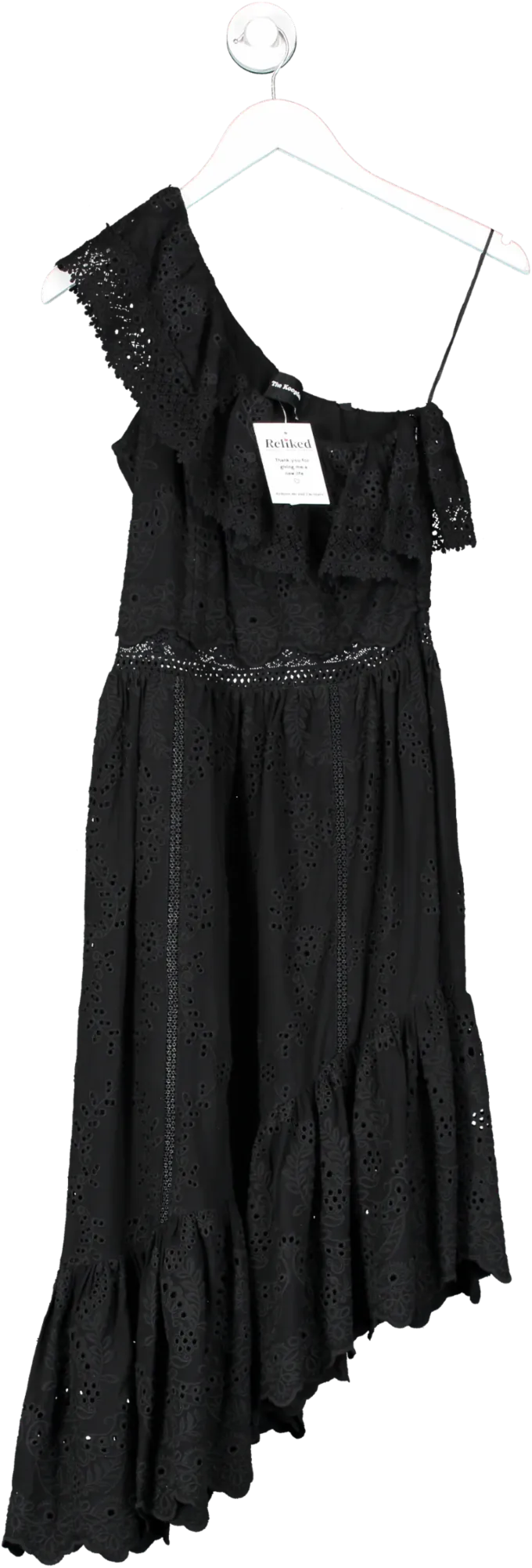 The Kooples Black One Shoulder Broderie Detail UK 8