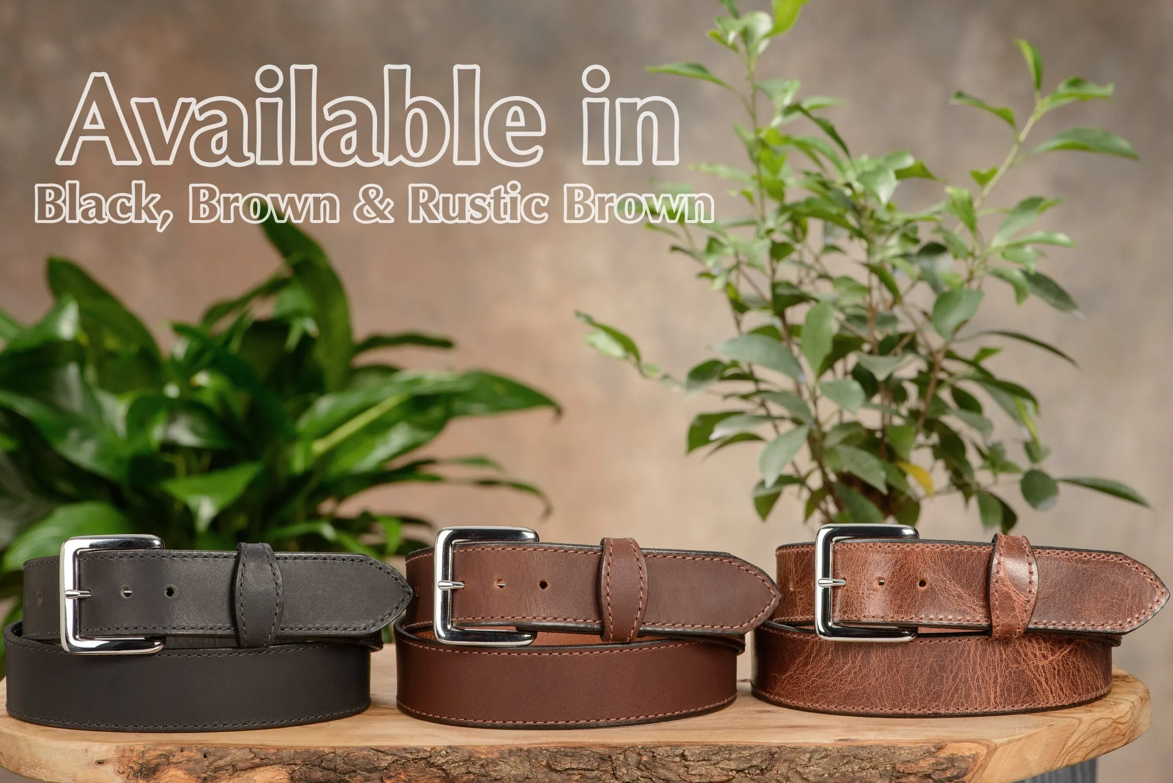 The Lakota: Brown Stitched Water Buffalo Leather Belt With Snaps 1.50"
