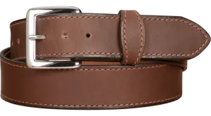 The Lakota: Brown Stitched Water Buffalo Leather Belt With Snaps 1.50"