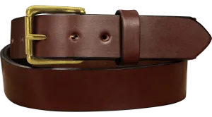 The Maverick: Men's Brown Non Stitched Leather Belt With Brass 1.50"