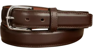 The Stallion: Men's Chocolate Brown Stitched Italian Leather With Steel Core And Chrome Buckle 1.25"