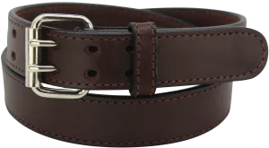 The Viper: Men's Brown Stitched Max Thick Leather Belt With Double Prong Buckle 1.75" Extra Wide