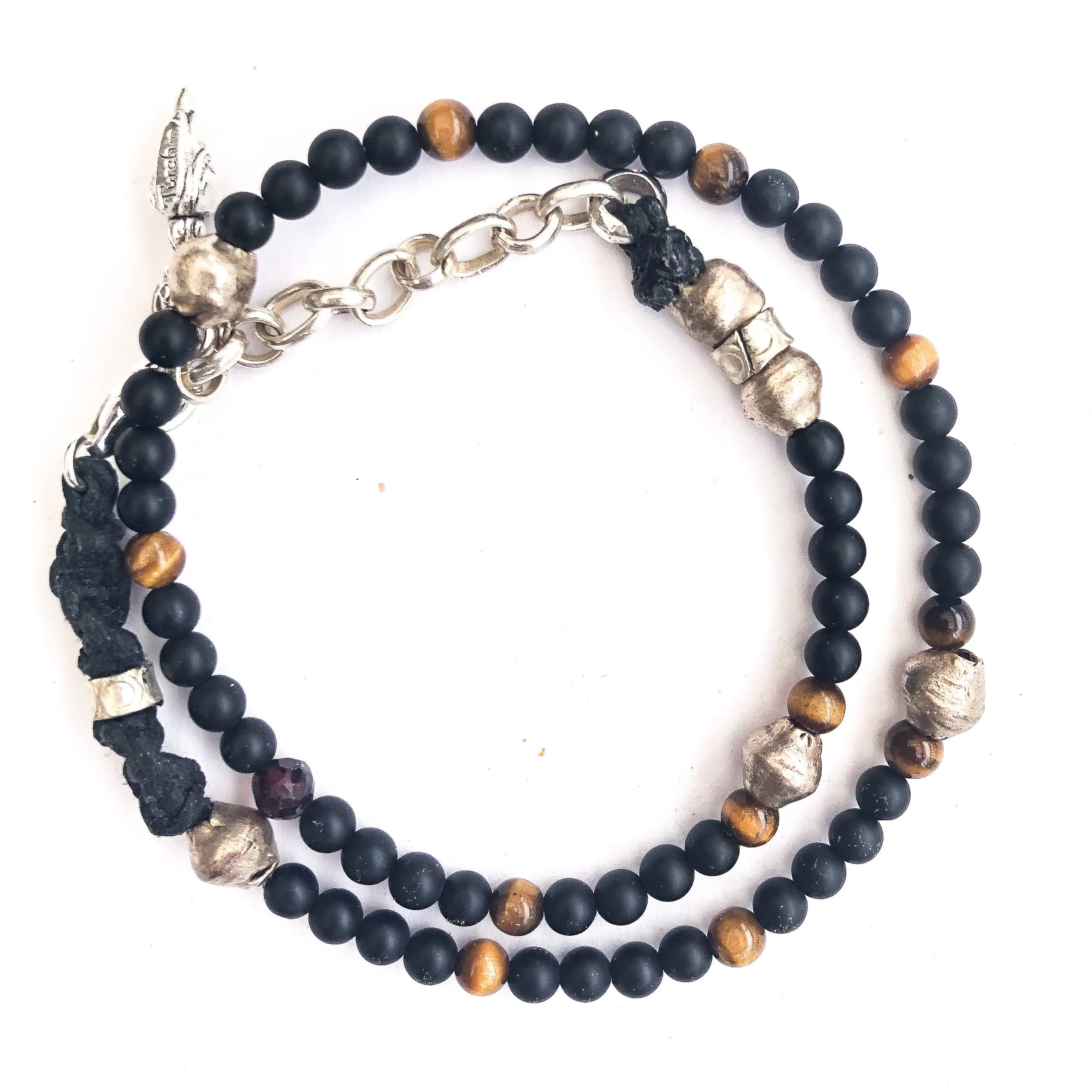 Tigers Eye & Black Onyx Rope Wrap Bracelet
