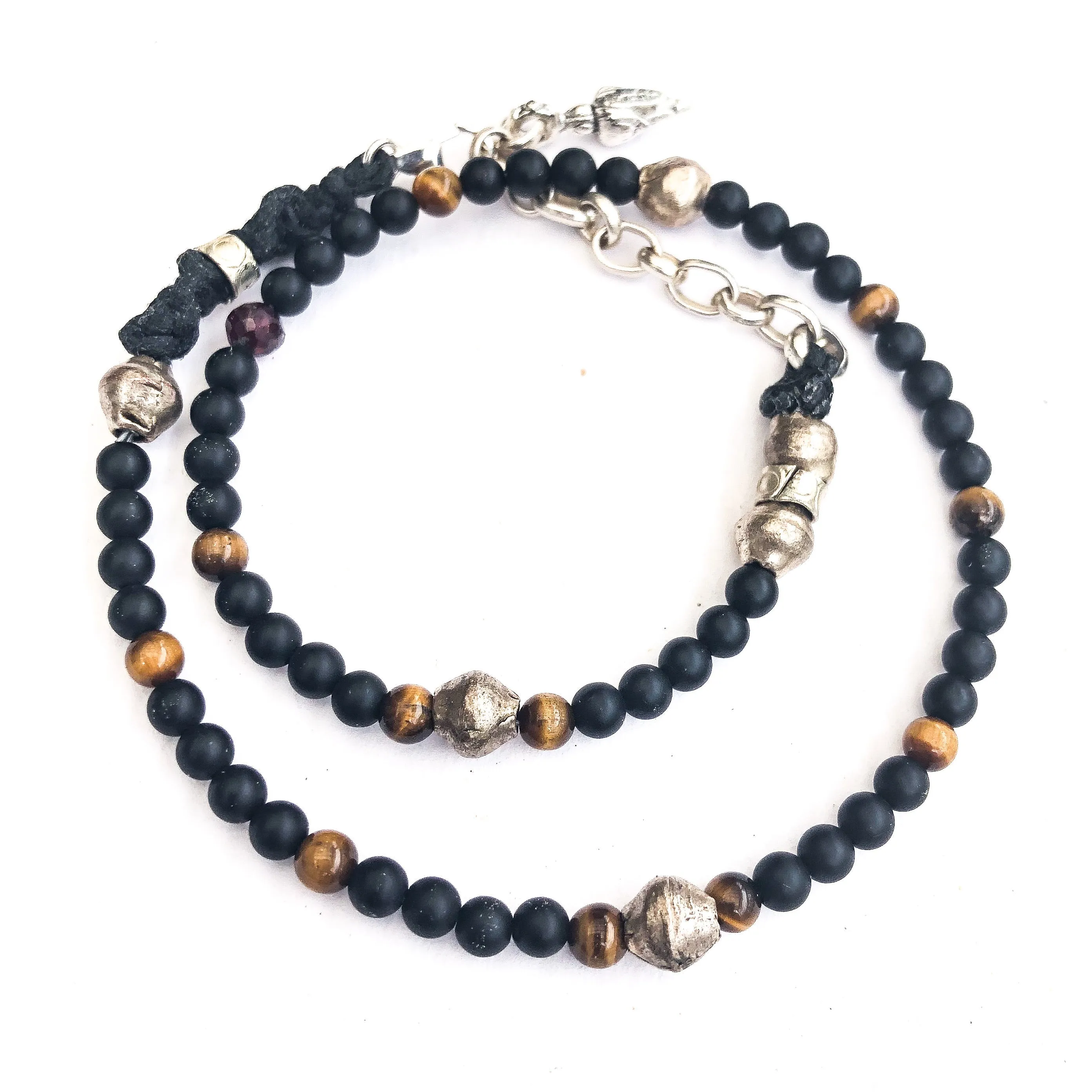 Tigers Eye & Black Onyx Rope Wrap Bracelet