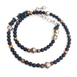 Tigers Eye & Black Onyx Rope Wrap Bracelet
