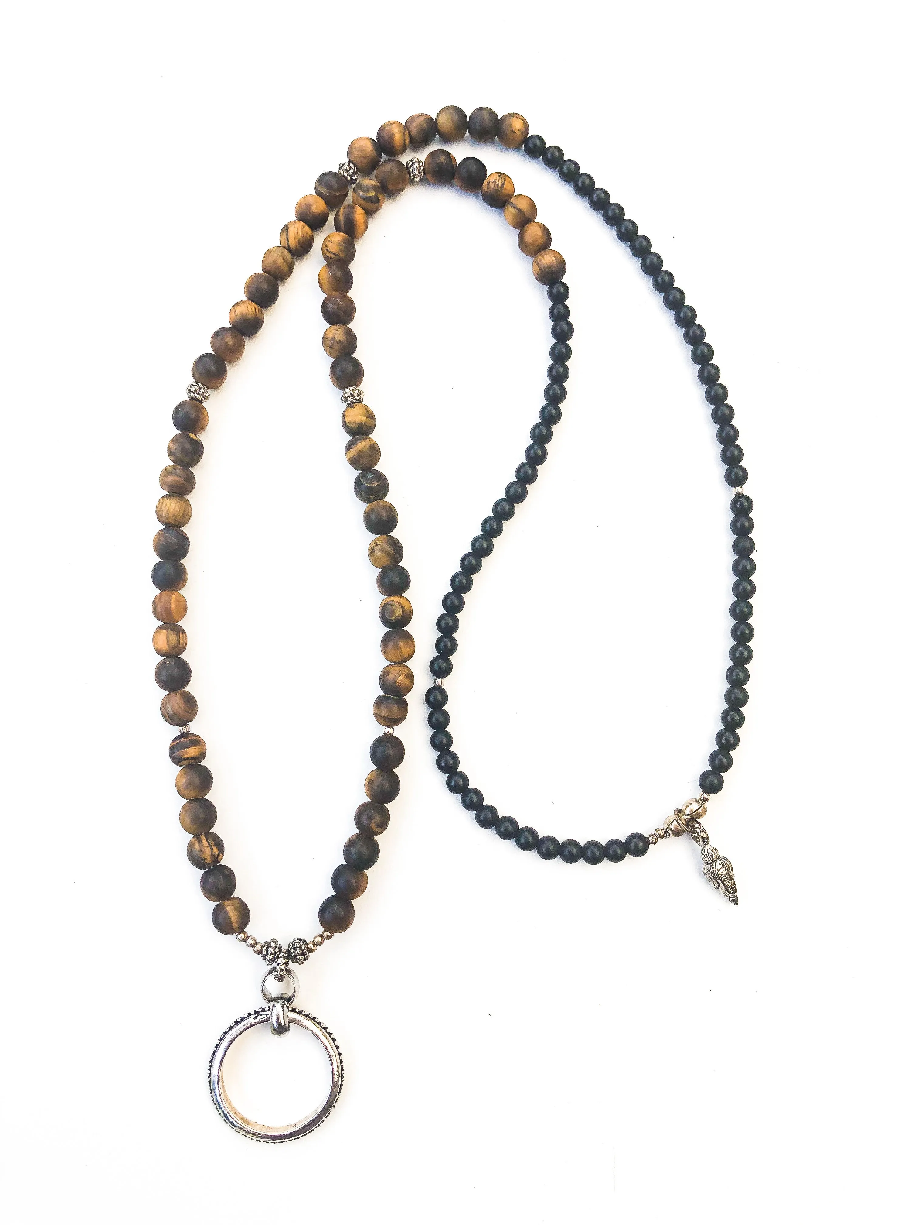 Tigers Eye and Black Onyx EyeRing Necklace