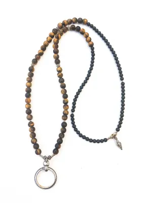 Tigers Eye and Black Onyx EyeRing Necklace