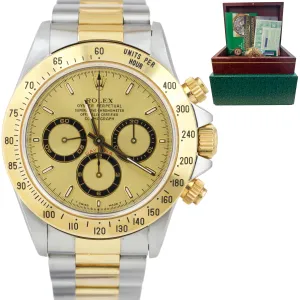 TOP CONDITION COMPLETE 1997 Rolex Daytona Champagne Zenith TT 40mm Watch 16523