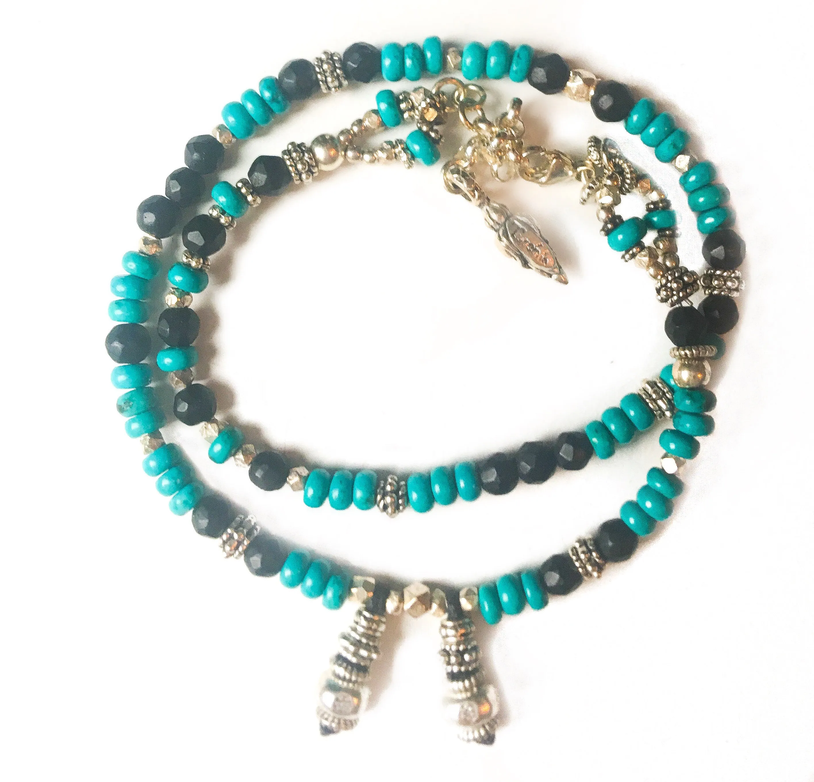 Turquoise & Black Onyx Love Wrap Bracelet