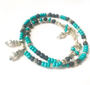 Turquoise & Black Onyx Love Wrap Bracelet