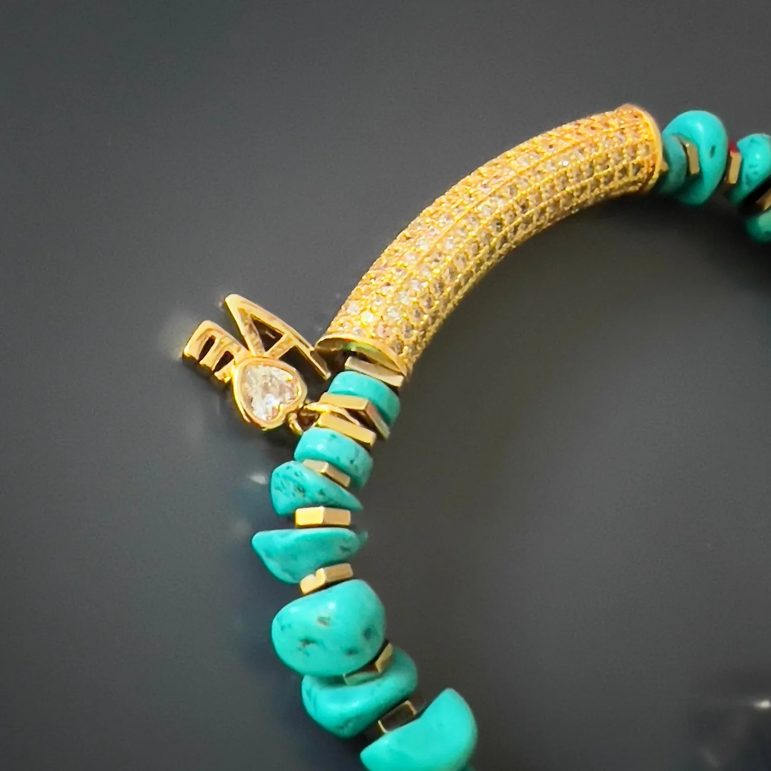 Turquoise Beaded Diamond Love Symbol Bracelet