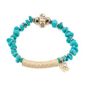 Turquoise Beaded Diamond Love Symbol Bracelet