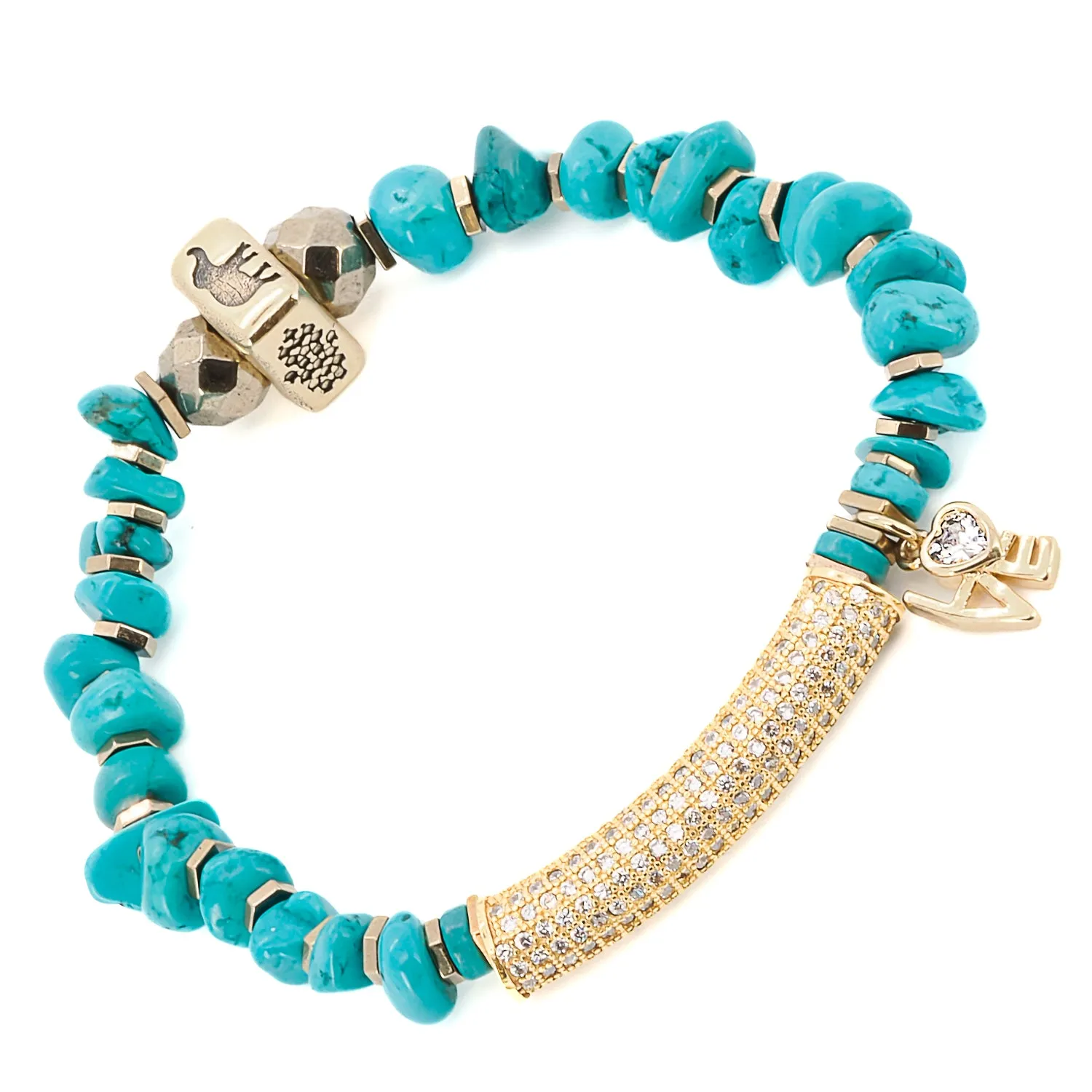 Turquoise Beaded Diamond Love Symbol Bracelet