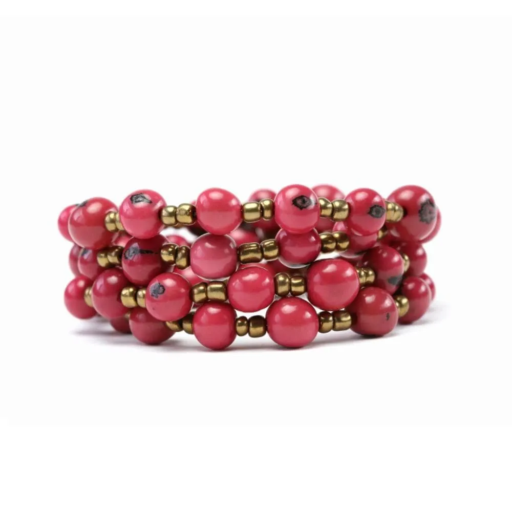 Vibrant Red Acai Beads Bracelet