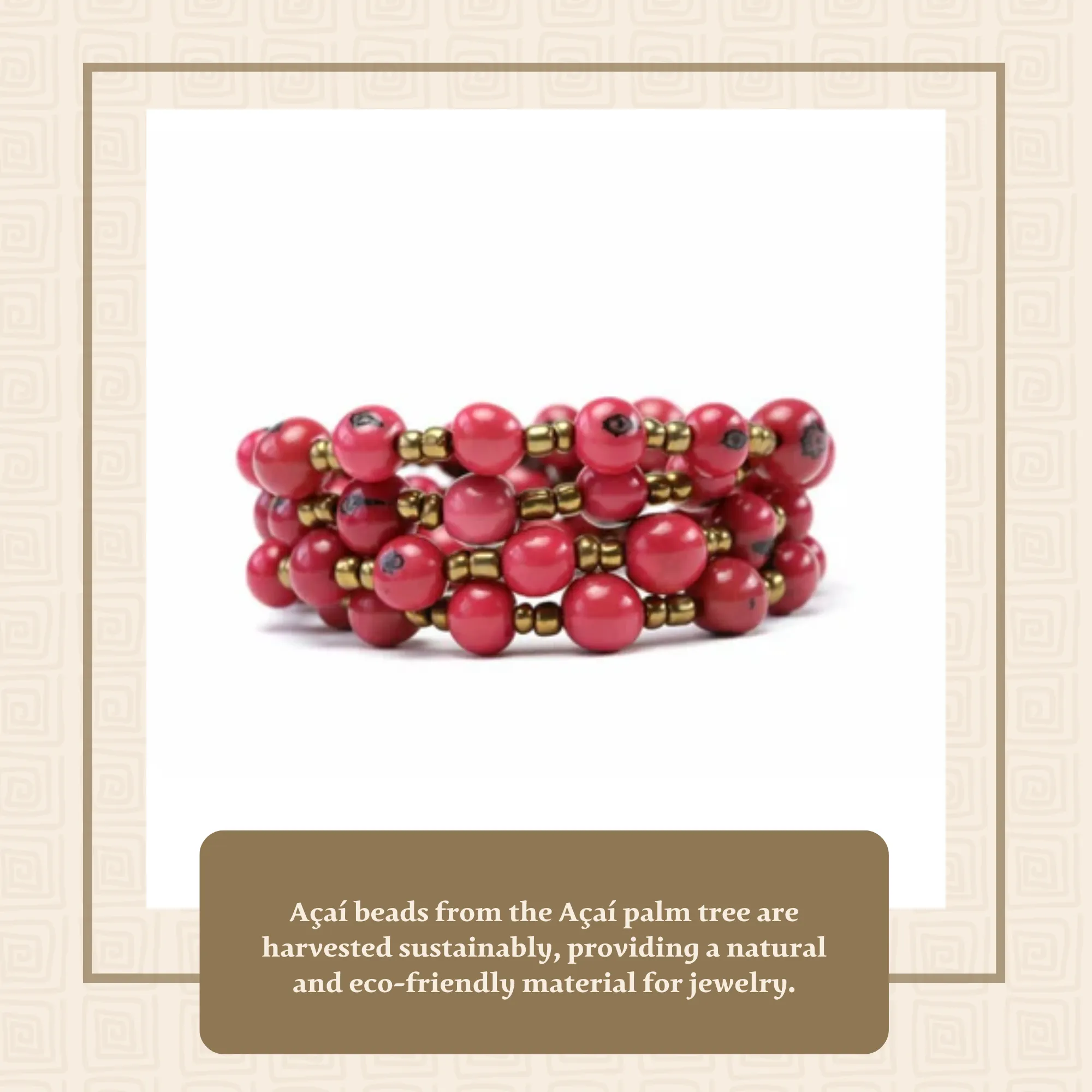 Vibrant Red Acai Beads Bracelet