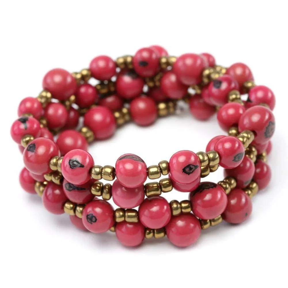 Vibrant Red Acai Beads Bracelet
