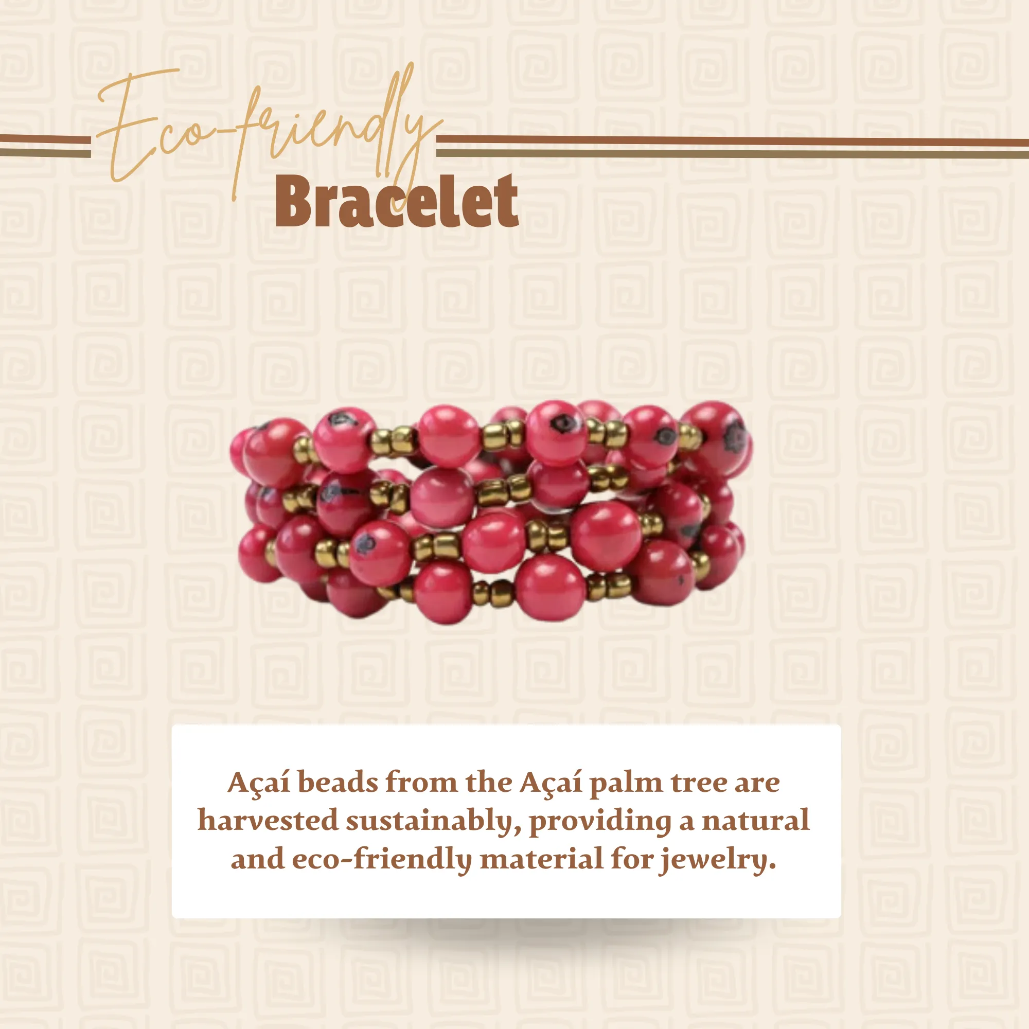 Vibrant Red Acai Beads Bracelet