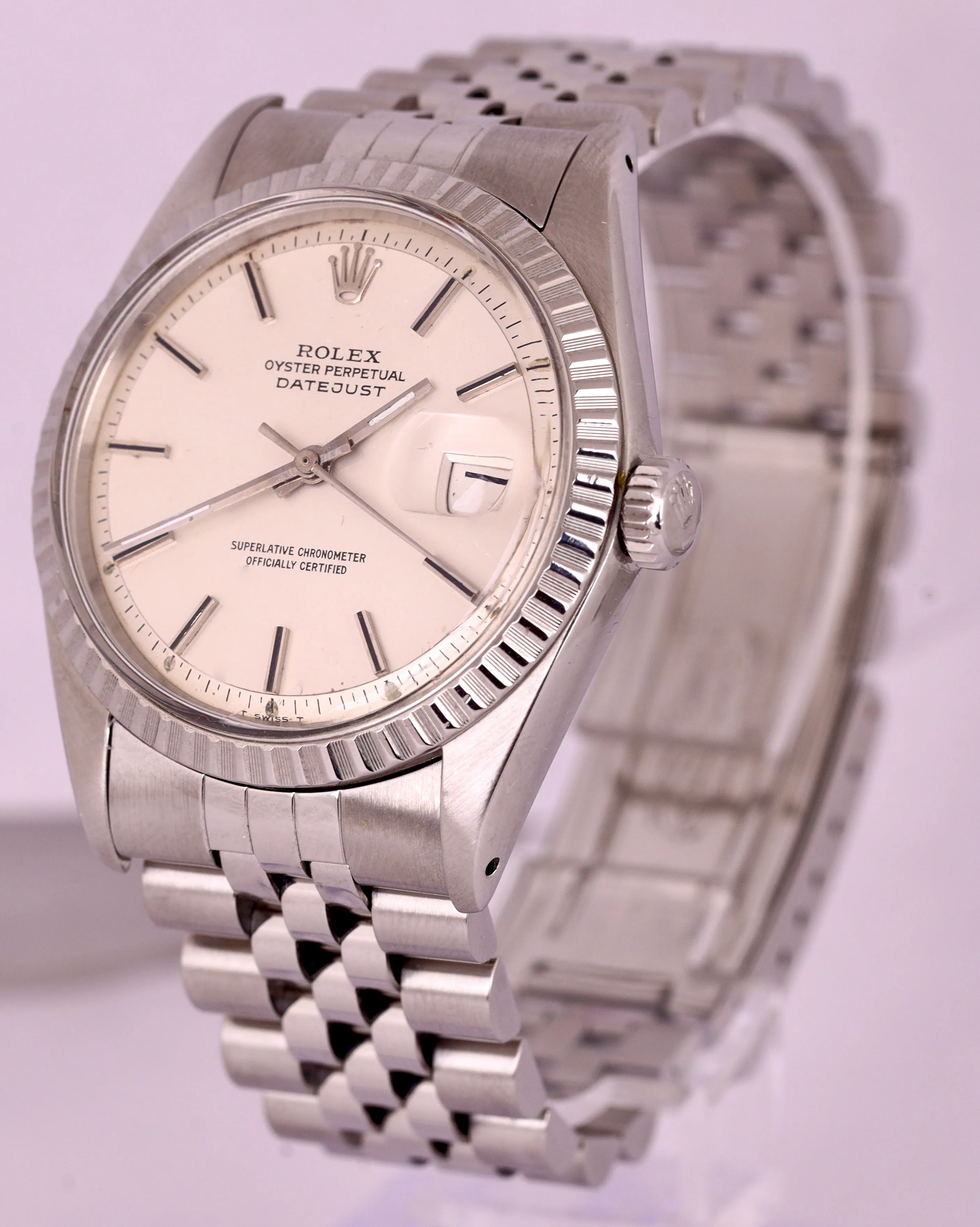 Vintage 1974 Rolex DateJust 36mm Stainless Steel 1603 Silver Jubilee Watch