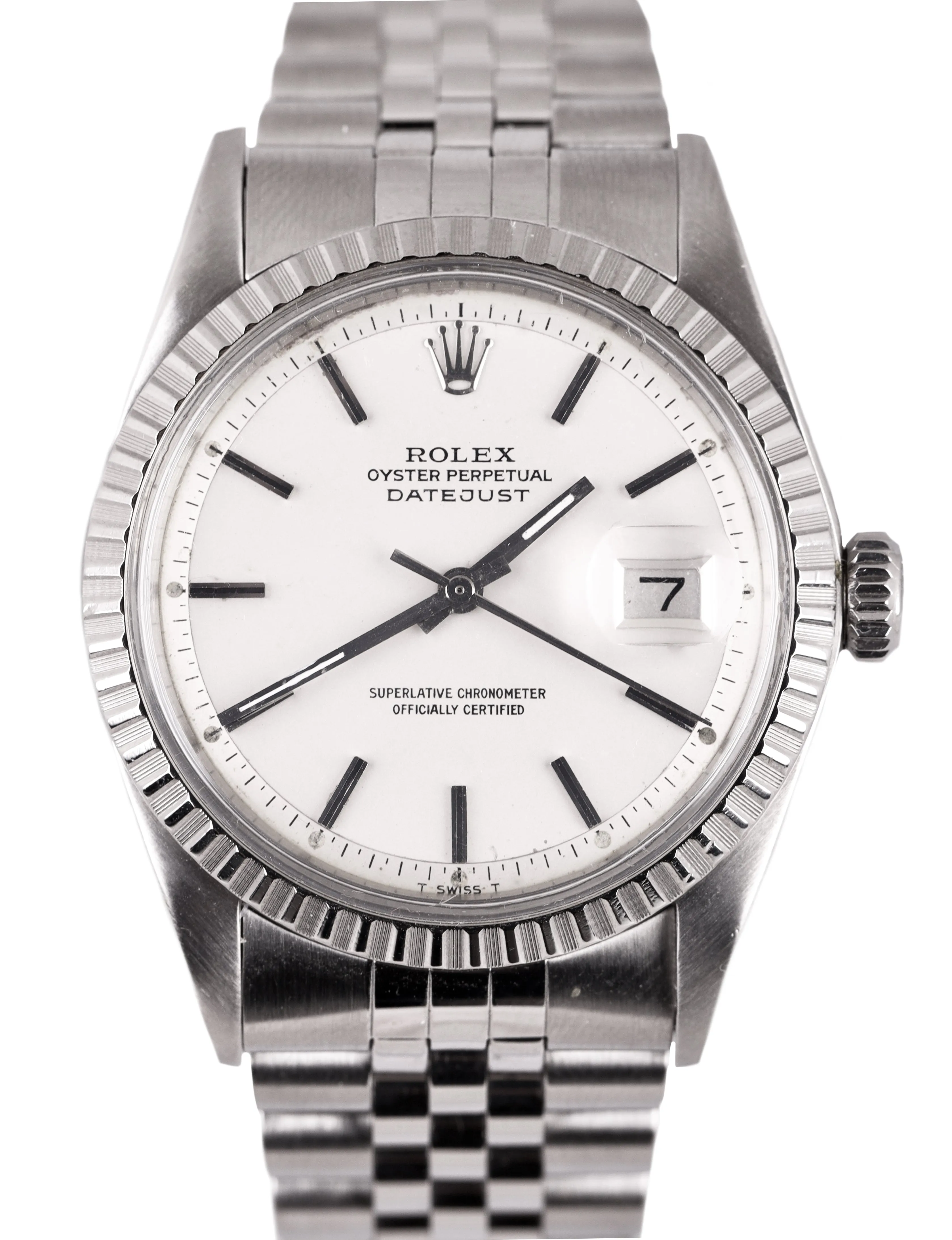 Vintage 1974 Rolex DateJust 36mm Stainless Steel 1603 Silver Jubilee Watch
