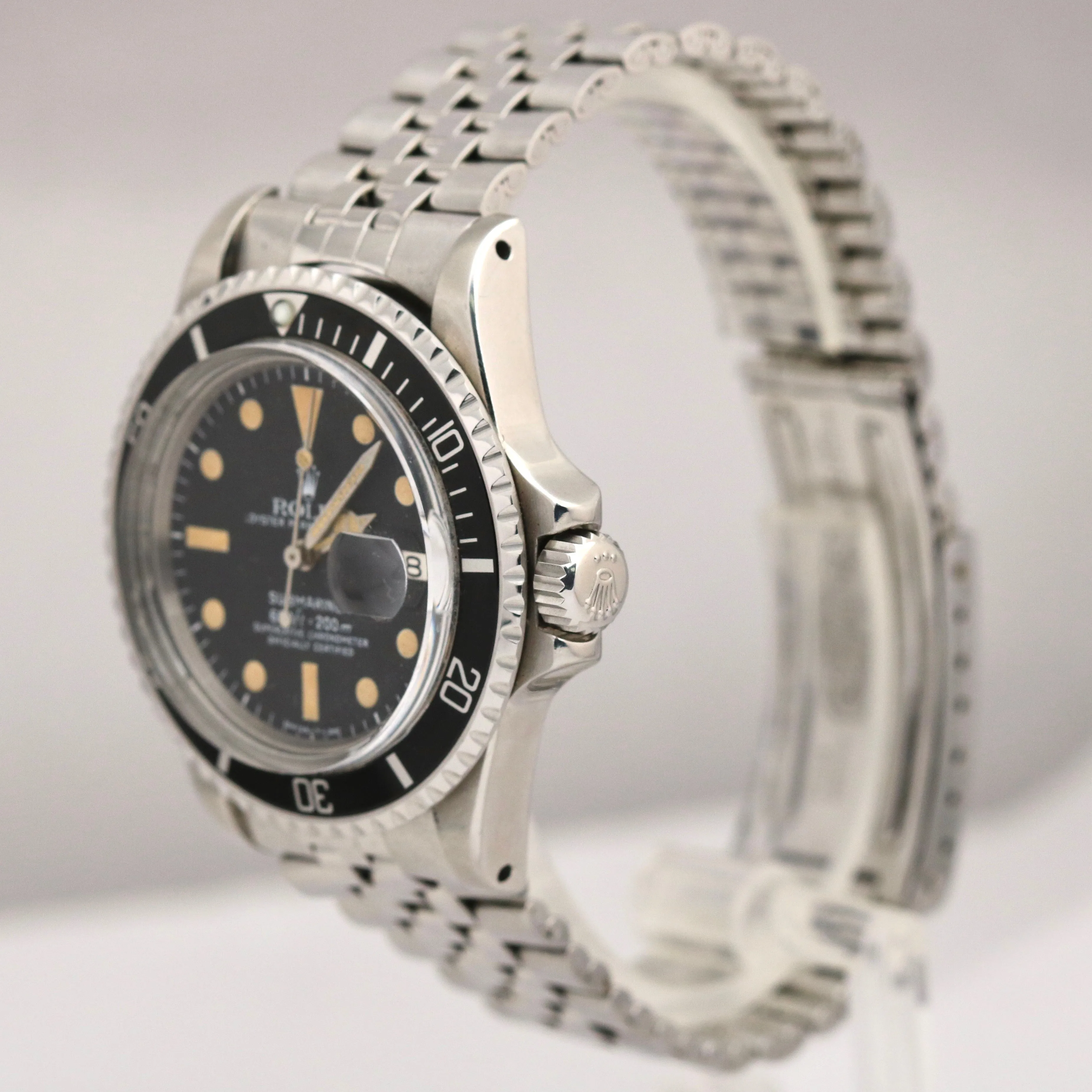 Vintage 1979 Rolex Submariner Stainless Yellow Patina Black Dial 40mm 1680 Watch