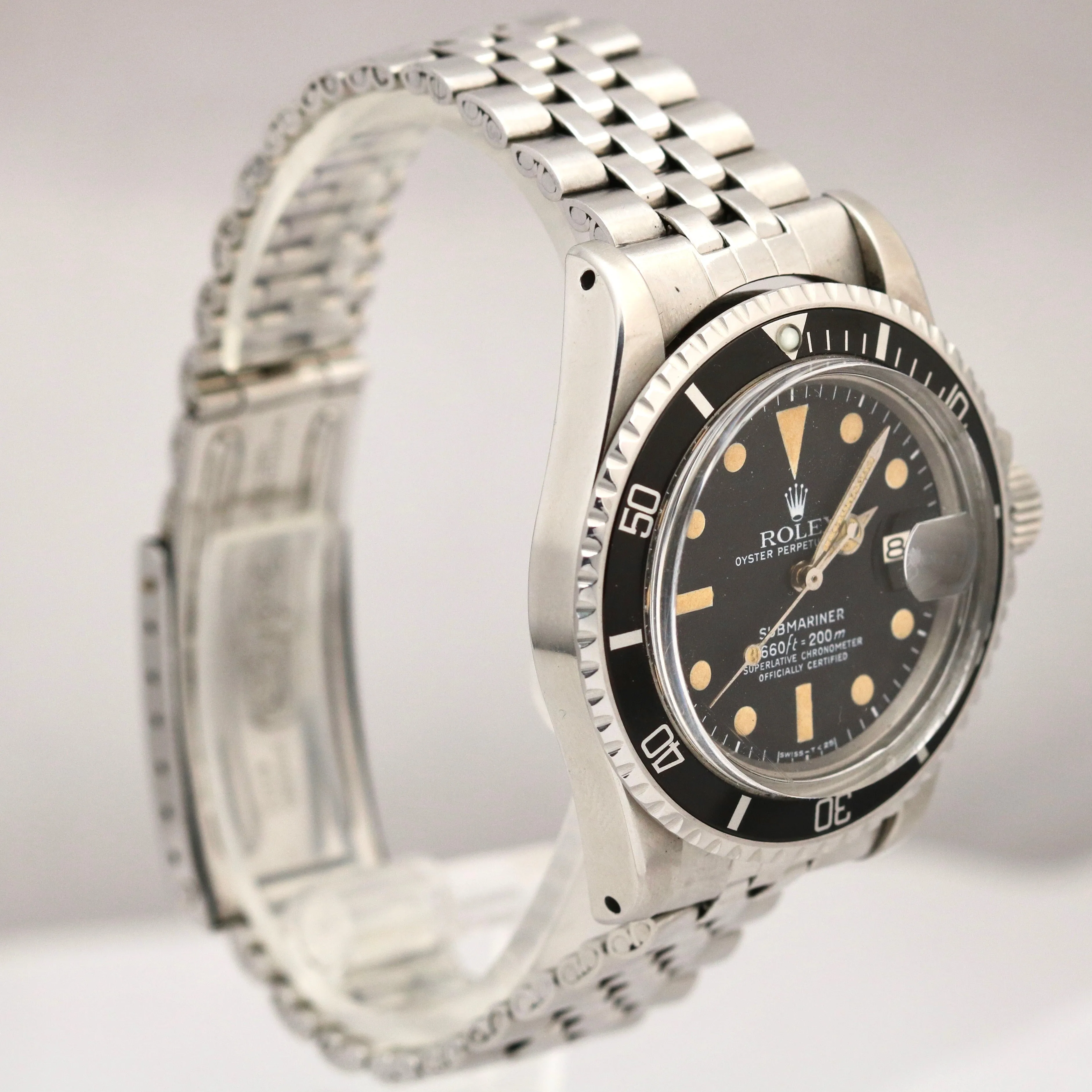 Vintage 1979 Rolex Submariner Stainless Yellow Patina Black Dial 40mm 1680 Watch