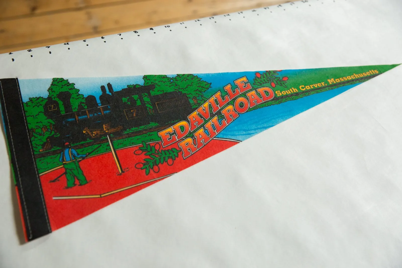 Vintage Edaville Railroad South Carver Felt Flag Pennant