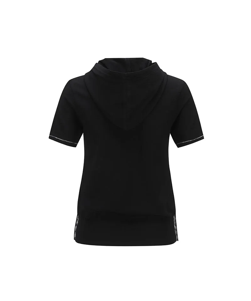 Women Hoodie Point Sweater - Black