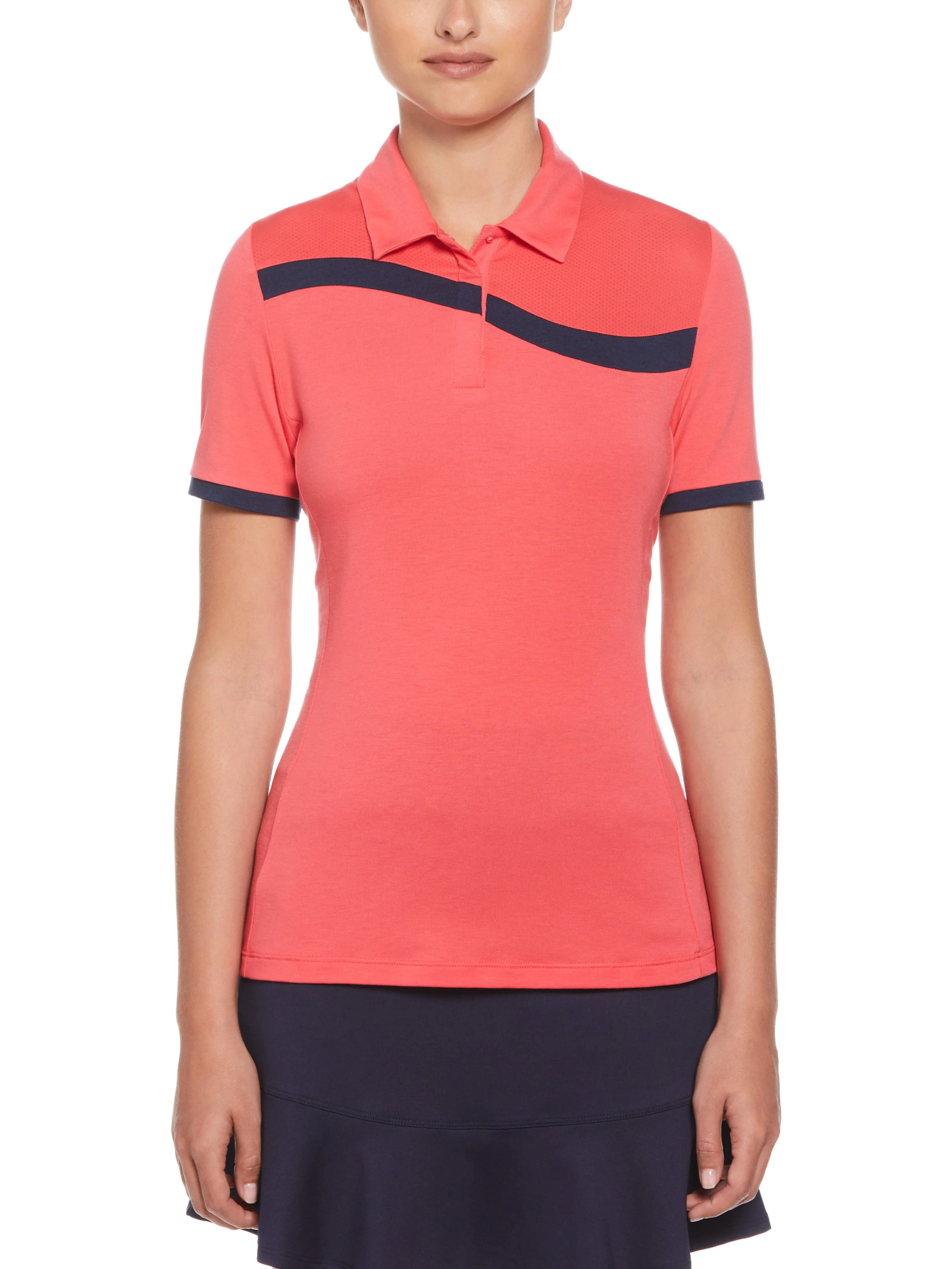 Women's Asymmetrical Color Block Golf Polo