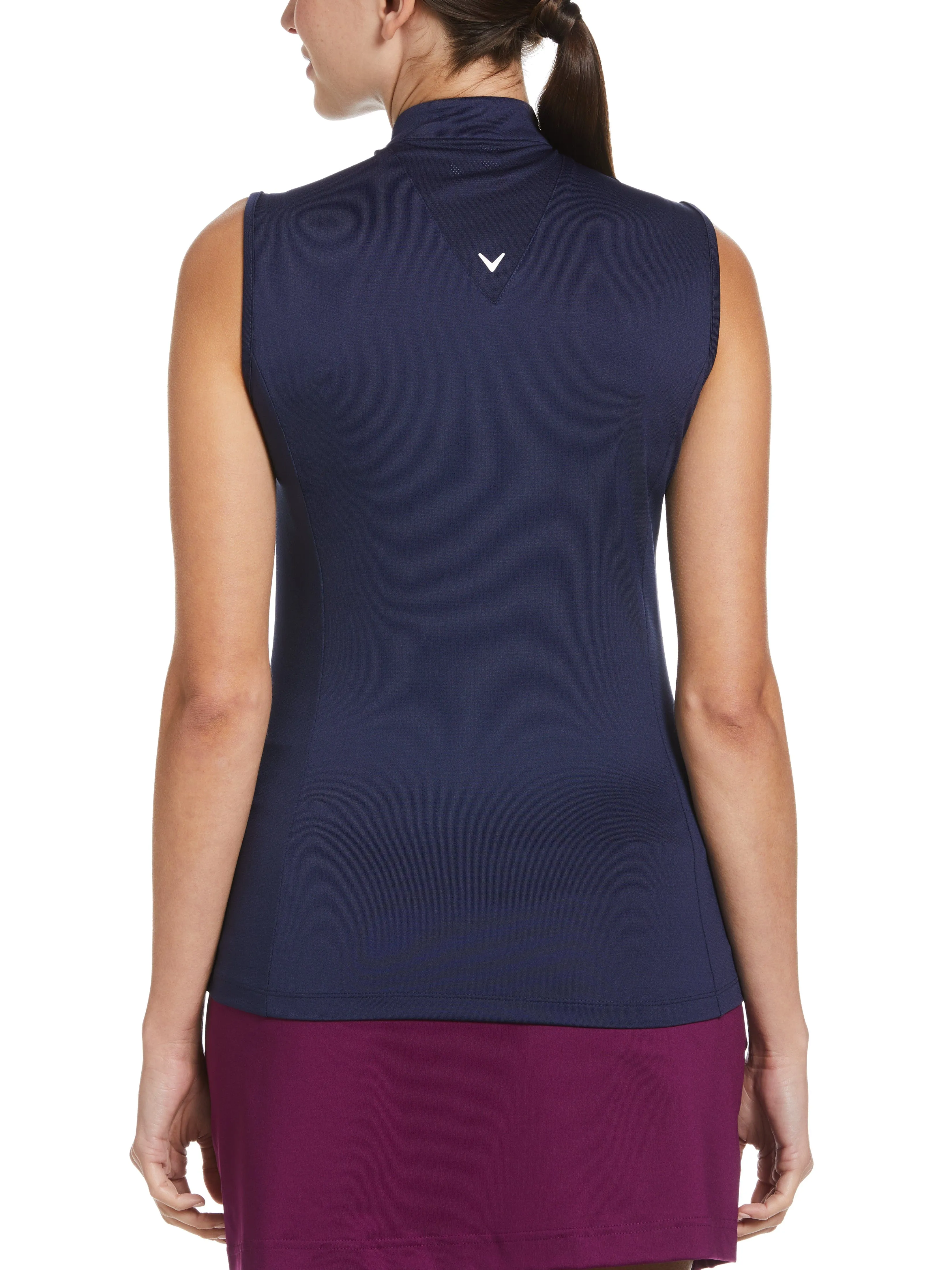 Womens Shift Stripe Mini Mock Notch Collar Golf Shirt
