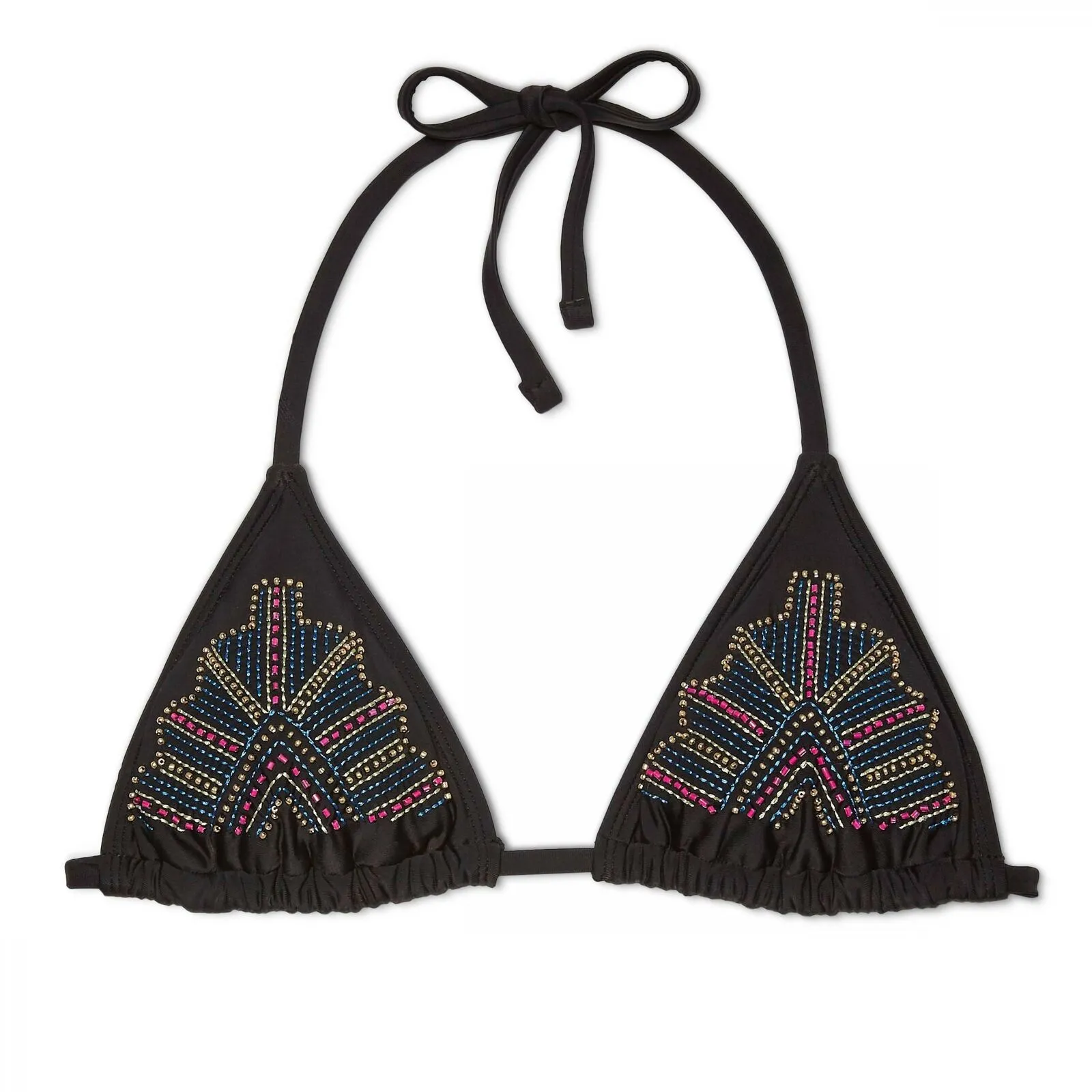 Xhilaration Women's Beaded Triangle Bikini Top