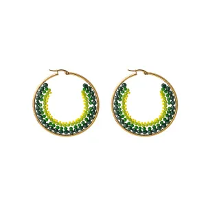 Yellow Acrylic & 18K Gold-Plated Beaded Hoop Earrings