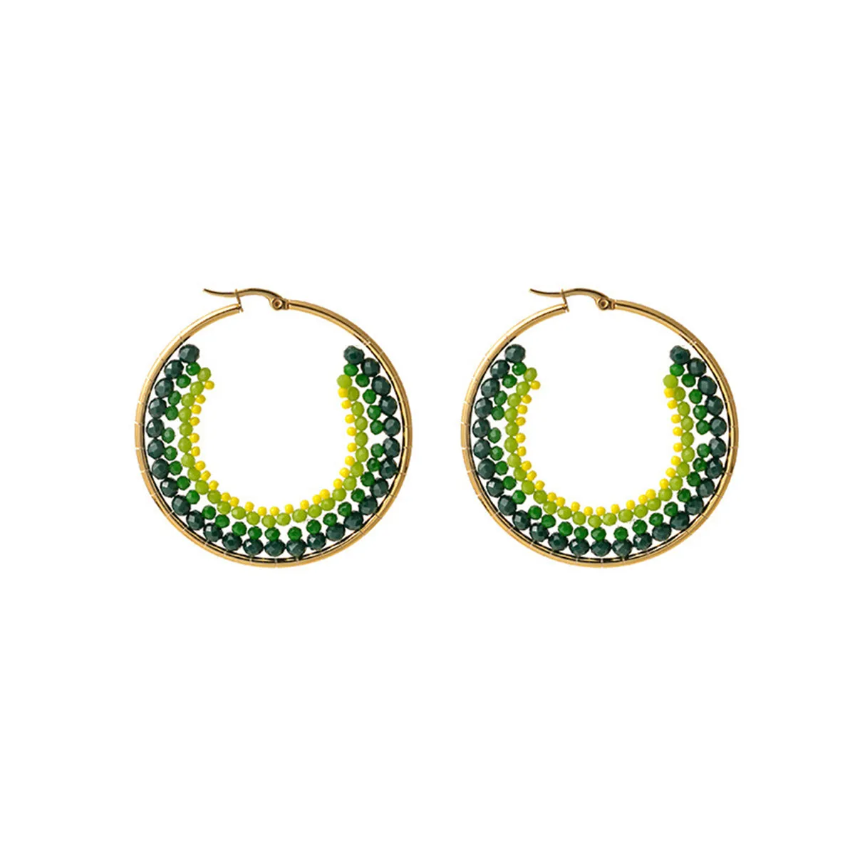 Yellow Acrylic & 18K Gold-Plated Beaded Hoop Earrings