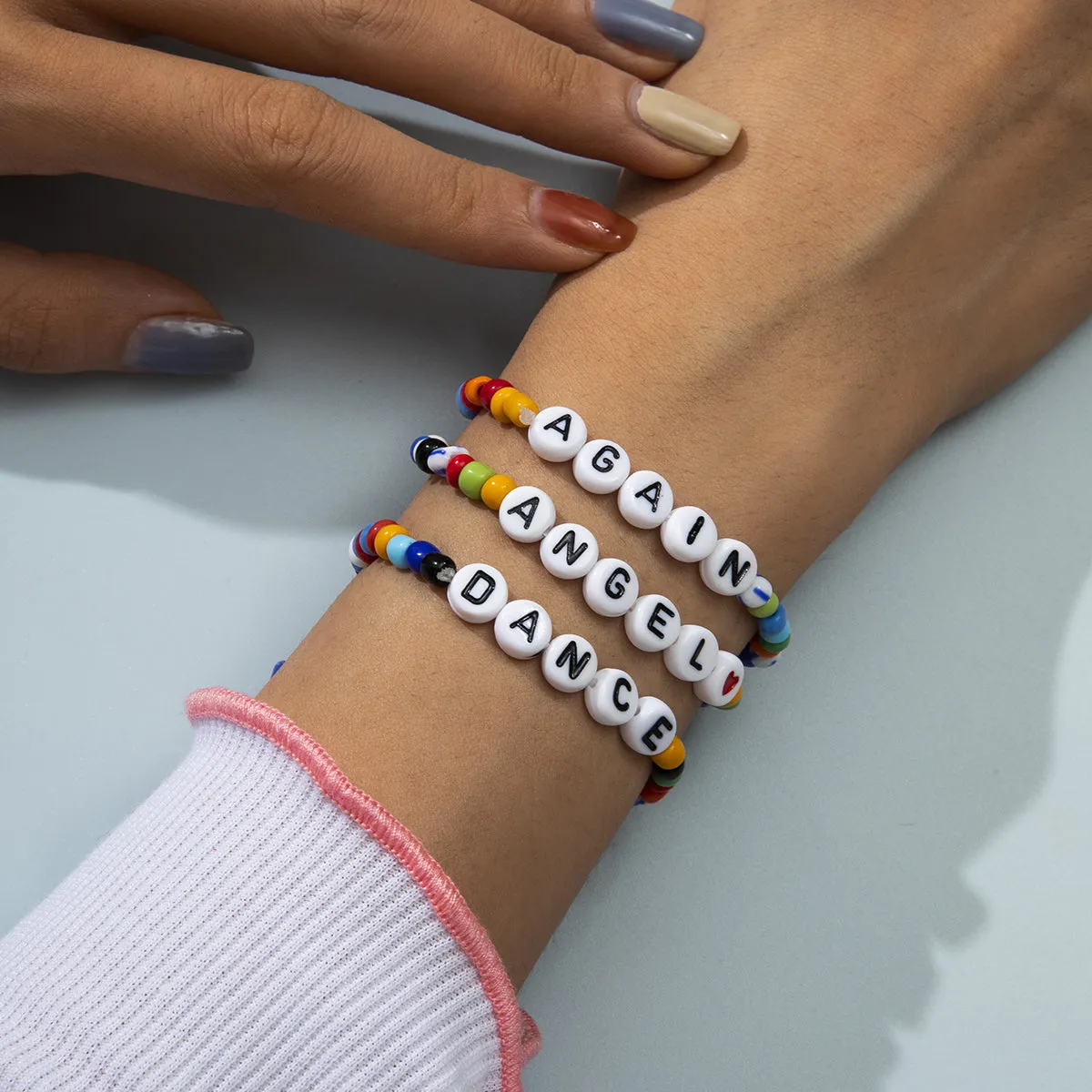 Yellow Multicolor & Teal Howlite 'Angel' Beaded Stretch Bracelet Set