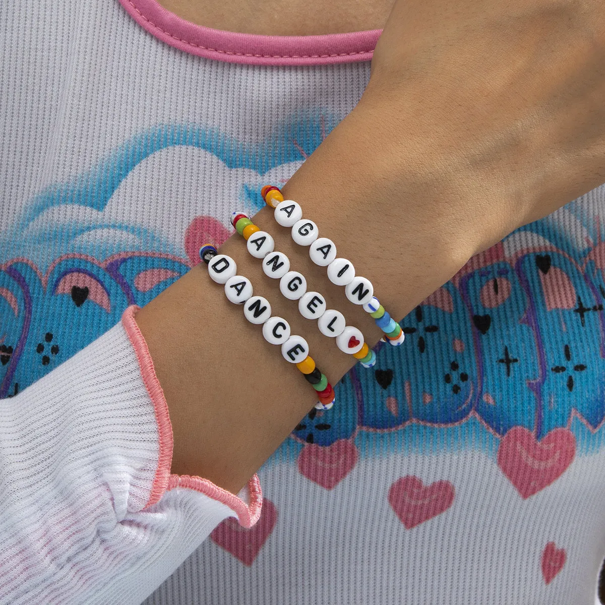Yellow Multicolor & Teal Howlite 'Angel' Beaded Stretch Bracelet Set